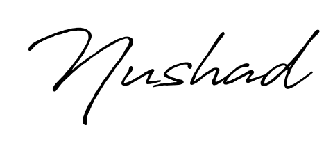 Give your name Nushad an exquisite flair with the Antro_Vectra_Bolder script font. Ideal for contracts, resumes, and formal letterheads. Nushad signature style 7 images and pictures png