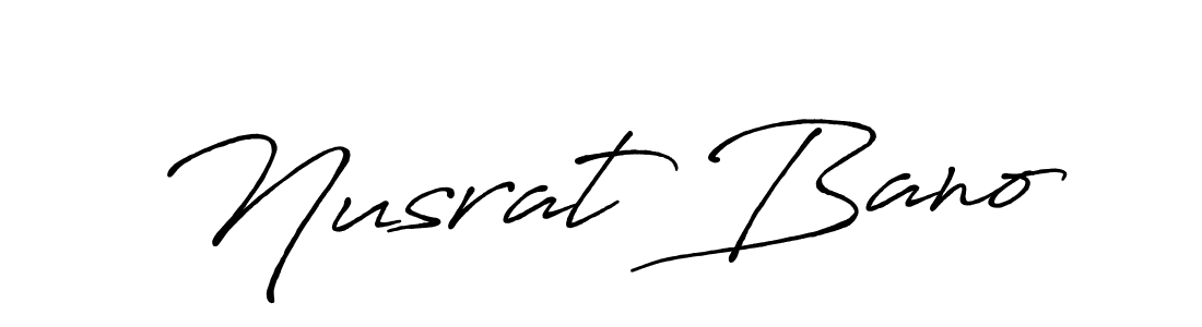 How to make Nusrat Bano name signature. Use Antro_Vectra_Bolder style for creating short signs online. This is the latest handwritten sign. Nusrat Bano signature style 7 images and pictures png