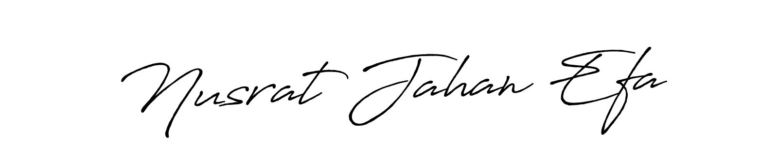 The best way (Antro_Vectra_Bolder) to make a short signature is to pick only two or three words in your name. The name Nusrat Jahan Efa include a total of six letters. For converting this name. Nusrat Jahan Efa signature style 7 images and pictures png