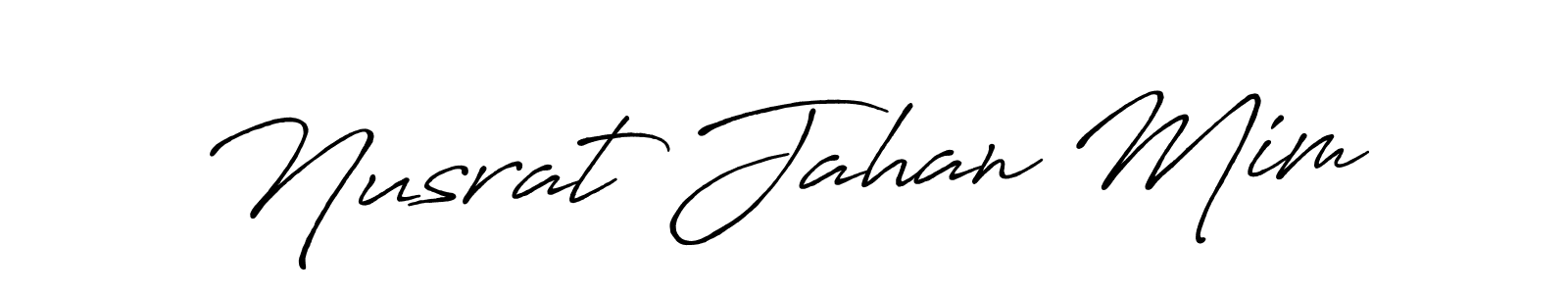 You should practise on your own different ways (Antro_Vectra_Bolder) to write your name (Nusrat Jahan Mim) in signature. don't let someone else do it for you. Nusrat Jahan Mim signature style 7 images and pictures png