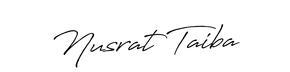 How to make Nusrat Taiba name signature. Use Antro_Vectra_Bolder style for creating short signs online. This is the latest handwritten sign. Nusrat Taiba signature style 7 images and pictures png