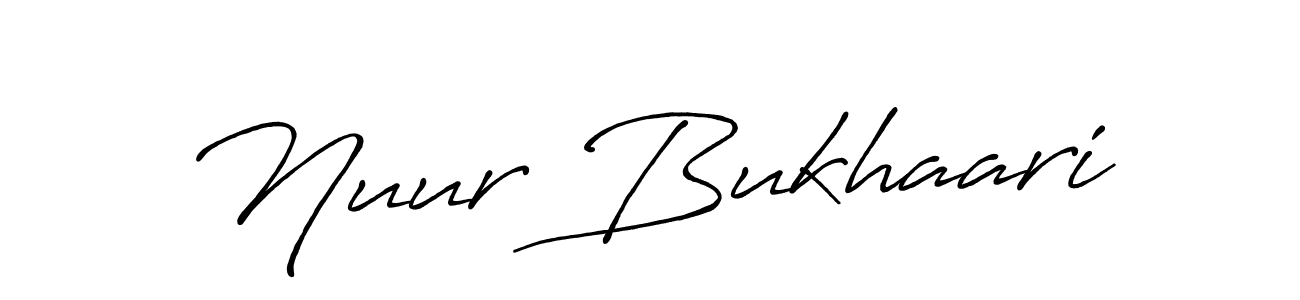 Make a beautiful signature design for name Nuur Bukhaari. With this signature (Antro_Vectra_Bolder) style, you can create a handwritten signature for free. Nuur Bukhaari signature style 7 images and pictures png