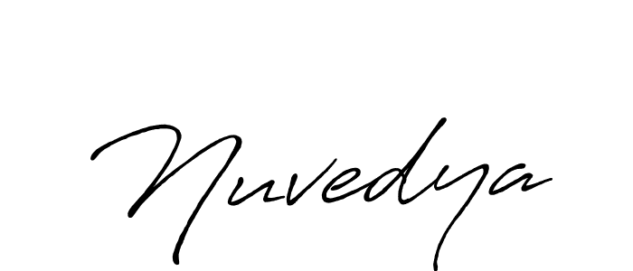 Make a beautiful signature design for name Nuvedya. With this signature (Antro_Vectra_Bolder) style, you can create a handwritten signature for free. Nuvedya signature style 7 images and pictures png