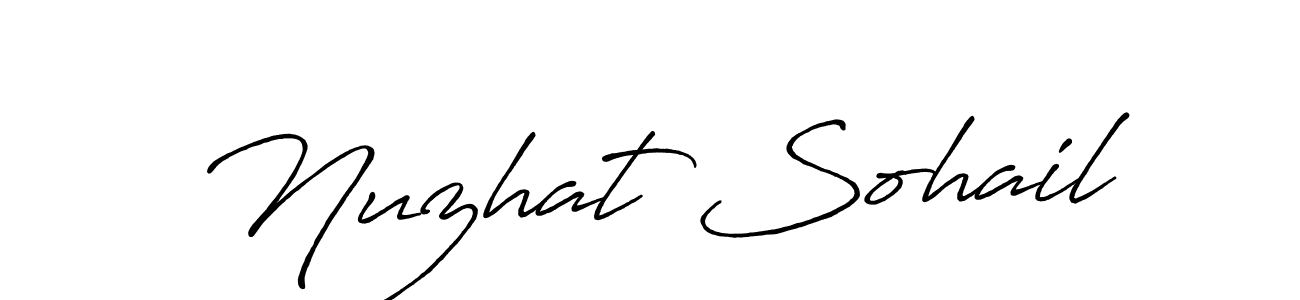 How to make Nuzhat Sohail name signature. Use Antro_Vectra_Bolder style for creating short signs online. This is the latest handwritten sign. Nuzhat Sohail signature style 7 images and pictures png