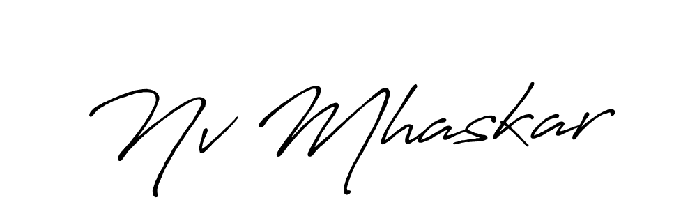 Nv Mhaskar stylish signature style. Best Handwritten Sign (Antro_Vectra_Bolder) for my name. Handwritten Signature Collection Ideas for my name Nv Mhaskar. Nv Mhaskar signature style 7 images and pictures png