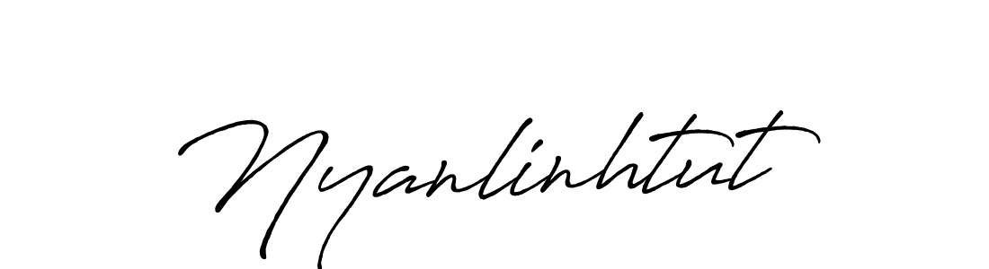 How to make Nyanlinhtut name signature. Use Antro_Vectra_Bolder style for creating short signs online. This is the latest handwritten sign. Nyanlinhtut signature style 7 images and pictures png