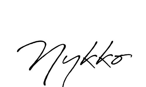 The best way (Antro_Vectra_Bolder) to make a short signature is to pick only two or three words in your name. The name Nykko include a total of six letters. For converting this name. Nykko signature style 7 images and pictures png