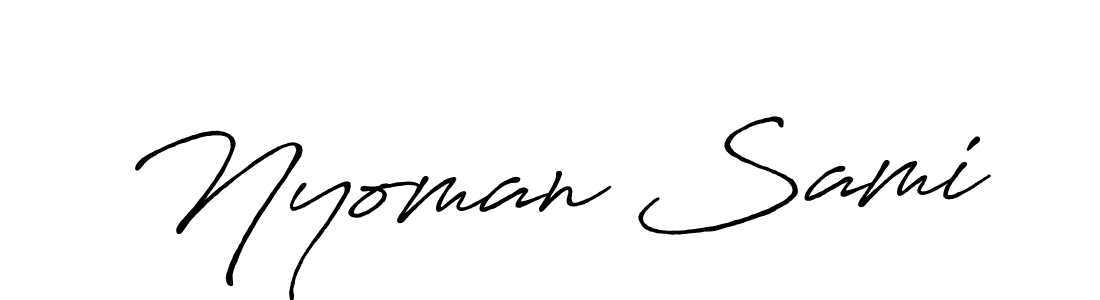 Use a signature maker to create a handwritten signature online. With this signature software, you can design (Antro_Vectra_Bolder) your own signature for name Nyoman Sami. Nyoman Sami signature style 7 images and pictures png