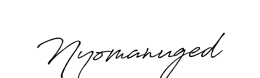 Use a signature maker to create a handwritten signature online. With this signature software, you can design (Antro_Vectra_Bolder) your own signature for name Nyomanuged. Nyomanuged signature style 7 images and pictures png