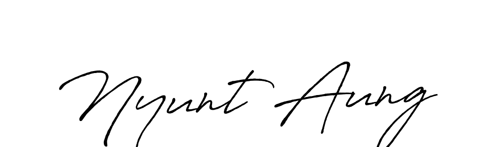 Create a beautiful signature design for name Nyunt Aung. With this signature (Antro_Vectra_Bolder) fonts, you can make a handwritten signature for free. Nyunt Aung signature style 7 images and pictures png