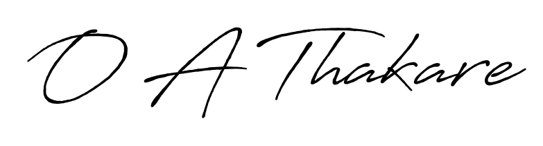 Express your personality with a custom O A Thakare signature crafted with Antro_Vectra_Bolder typography. Free transparent PNG download available. O A Thakare signature style 7 images and pictures png