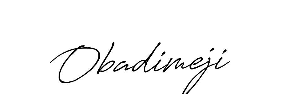 Make a beautiful signature design for name Obadimeji. With this signature (Antro_Vectra_Bolder) style, you can create a handwritten signature for free. Obadimeji signature style 7 images and pictures png