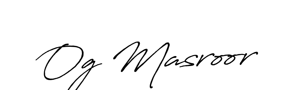 if you are searching for the best signature style for your name Og Masroor. so please give up your signature search. here we have designed multiple signature styles  using Antro_Vectra_Bolder. Og Masroor signature style 7 images and pictures png