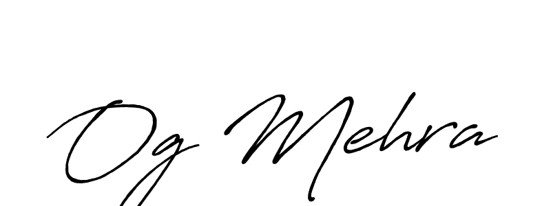 How to make Og Mehra signature? Antro_Vectra_Bolder is a professional autograph style. Create handwritten signature for Og Mehra name. Og Mehra signature style 7 images and pictures png
