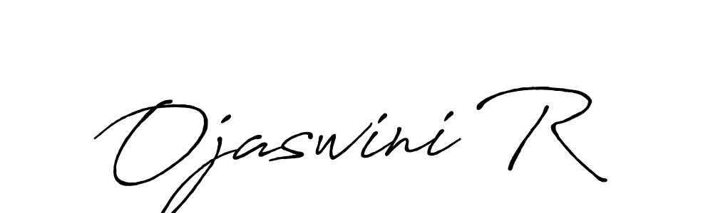 Use a signature maker to create a handwritten signature online. With this signature software, you can design (Antro_Vectra_Bolder) your own signature for name Ojaswini R. Ojaswini R signature style 7 images and pictures png