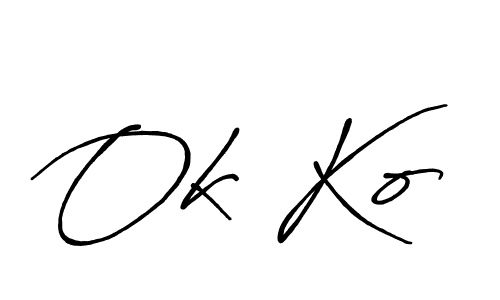 How to make Ok Ko signature? Antro_Vectra_Bolder is a professional autograph style. Create handwritten signature for Ok Ko name. Ok Ko signature style 7 images and pictures png