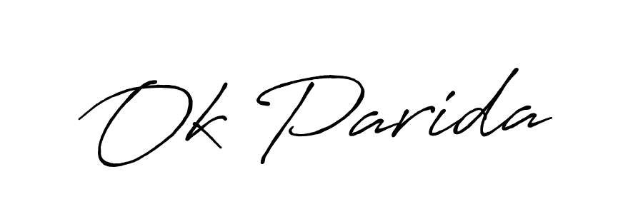 How to make Ok Parida name signature. Use Antro_Vectra_Bolder style for creating short signs online. This is the latest handwritten sign. Ok Parida signature style 7 images and pictures png