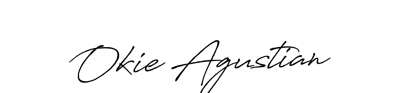 It looks lik you need a new signature style for name Okie Agustian. Design unique handwritten (Antro_Vectra_Bolder) signature with our free signature maker in just a few clicks. Okie Agustian signature style 7 images and pictures png