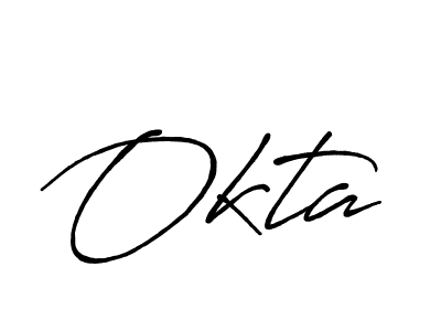 Make a beautiful signature design for name Okta. With this signature (Antro_Vectra_Bolder) style, you can create a handwritten signature for free. Okta signature style 7 images and pictures png