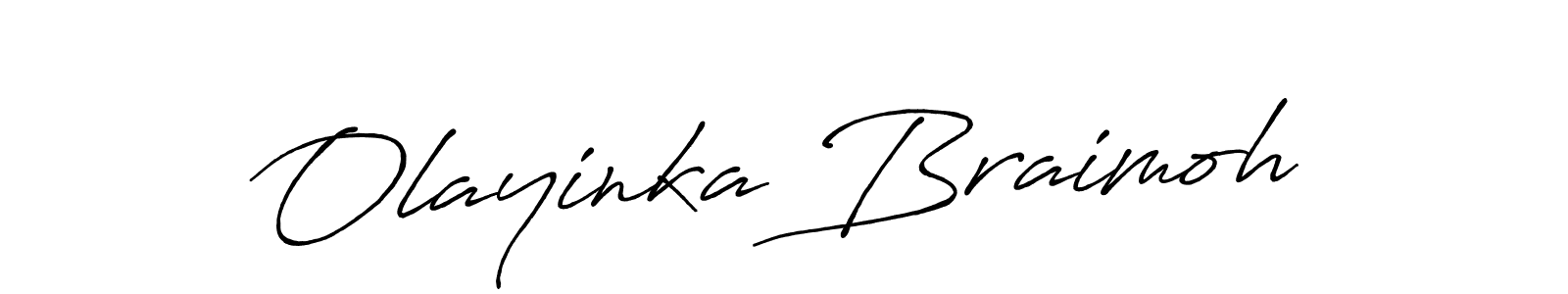 How to make Olayinka Braimoh name signature. Use Antro_Vectra_Bolder style for creating short signs online. This is the latest handwritten sign. Olayinka Braimoh signature style 7 images and pictures png