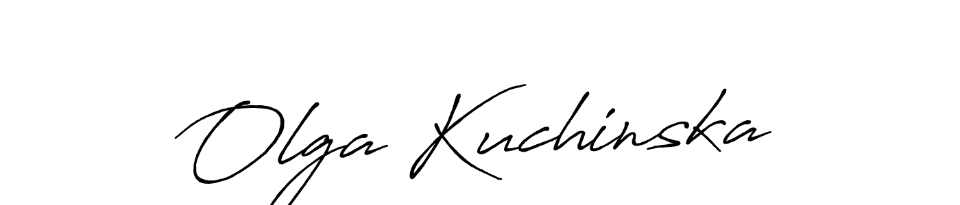 Create a beautiful signature design for name Olga Kuchinska. With this signature (Antro_Vectra_Bolder) fonts, you can make a handwritten signature for free. Olga Kuchinska signature style 7 images and pictures png