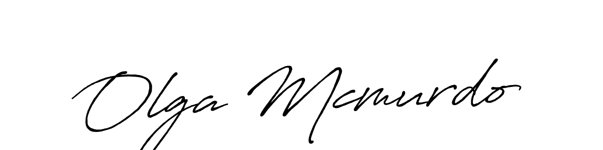 How to make Olga Mcmurdo name signature. Use Antro_Vectra_Bolder style for creating short signs online. This is the latest handwritten sign. Olga Mcmurdo signature style 7 images and pictures png