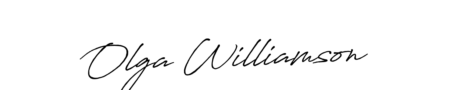 How to make Olga Williamson name signature. Use Antro_Vectra_Bolder style for creating short signs online. This is the latest handwritten sign. Olga Williamson signature style 7 images and pictures png