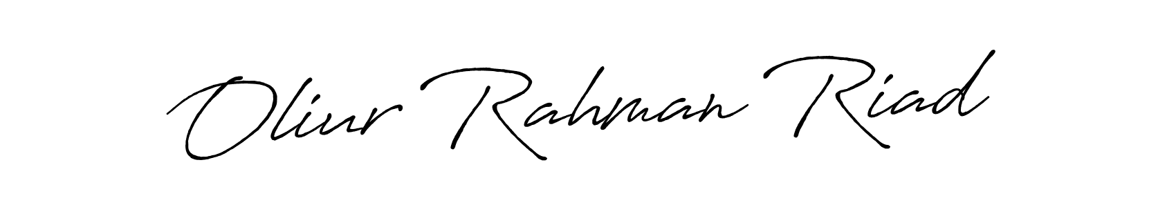 if you are searching for the best signature style for your name Oliur Rahman Riad. so please give up your signature search. here we have designed multiple signature styles  using Antro_Vectra_Bolder. Oliur Rahman Riad signature style 7 images and pictures png