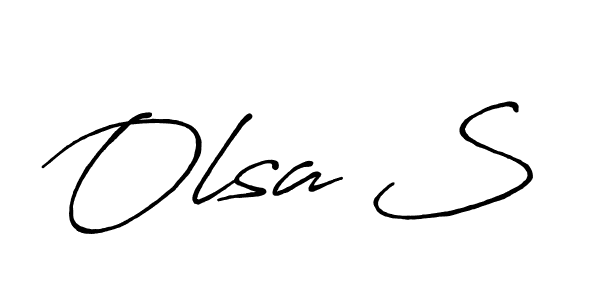 How to make Olsa S name signature. Use Antro_Vectra_Bolder style for creating short signs online. This is the latest handwritten sign. Olsa S signature style 7 images and pictures png