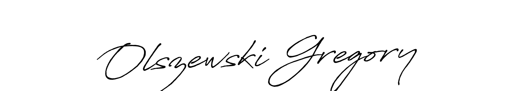 How to make Olszewski Gregory name signature. Use Antro_Vectra_Bolder style for creating short signs online. This is the latest handwritten sign. Olszewski Gregory signature style 7 images and pictures png