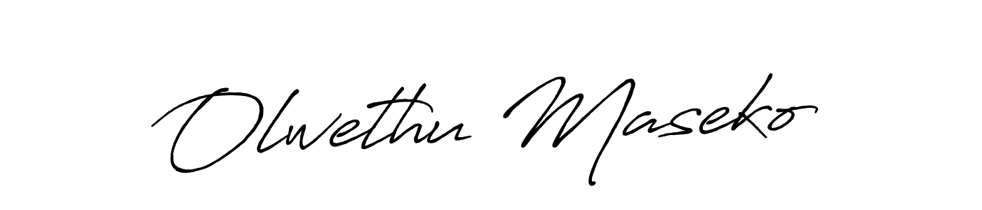 Also we have Olwethu Maseko name is the best signature style. Create professional handwritten signature collection using Antro_Vectra_Bolder autograph style. Olwethu Maseko signature style 7 images and pictures png