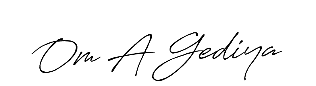 Also You can easily find your signature by using the search form. We will create Om A Gediya name handwritten signature images for you free of cost using Antro_Vectra_Bolder sign style. Om A Gediya signature style 7 images and pictures png