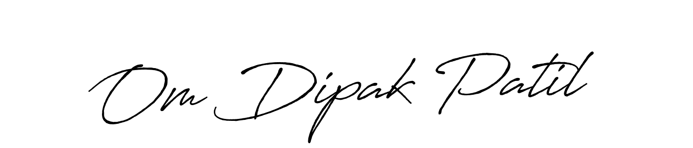 Create a beautiful signature design for name Om Dipak Patil. With this signature (Antro_Vectra_Bolder) fonts, you can make a handwritten signature for free. Om Dipak Patil signature style 7 images and pictures png