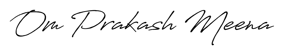 Get an exclusive digital autograph for Om Prakash Meena. The Antro_Vectra_Bolder typeface captures the charm of real penmanship on paper. Om Prakash Meena signature style 7 images and pictures png