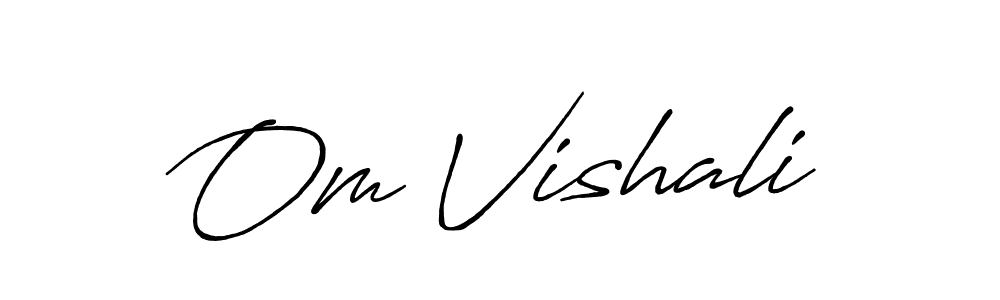 How to make Om Vishali name signature. Use Antro_Vectra_Bolder style for creating short signs online. This is the latest handwritten sign. Om Vishali signature style 7 images and pictures png