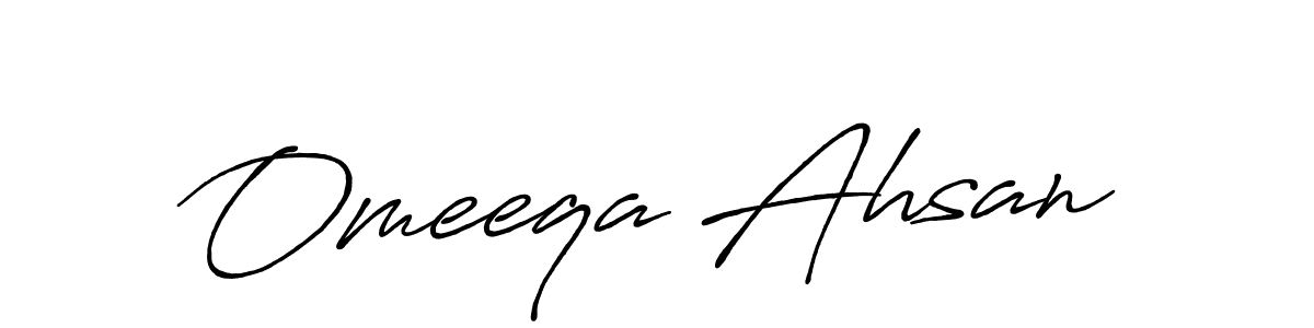 Omeeqa Ahsan stylish signature style. Best Handwritten Sign (Antro_Vectra_Bolder) for my name. Handwritten Signature Collection Ideas for my name Omeeqa Ahsan. Omeeqa Ahsan signature style 7 images and pictures png