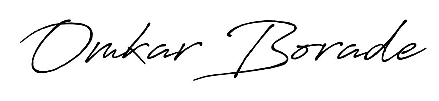 The Antro_Vectra_Bolder typeface gives name Omkar Borade a refined look. Suitable for certificates, diplomas, and official verification. Omkar Borade signature style 7 images and pictures png