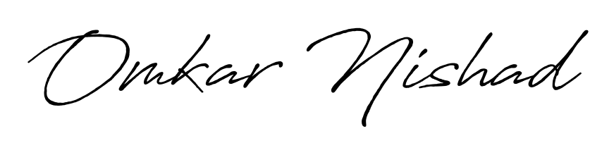 Create your official email sign-off with Omkar Nishad name in Antro_Vectra_Bolder style. Crisp, clean, and perfectly legible across all screens. Omkar Nishad signature style 7 images and pictures png