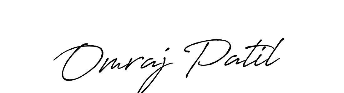 Create a beautiful signature design for name Omraj Patil. With this signature (Antro_Vectra_Bolder) fonts, you can make a handwritten signature for free. Omraj Patil signature style 7 images and pictures png