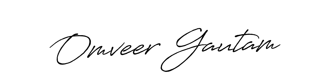 How to make Omveer Gautam name signature. Use Antro_Vectra_Bolder style for creating short signs online. This is the latest handwritten sign. Omveer Gautam signature style 7 images and pictures png