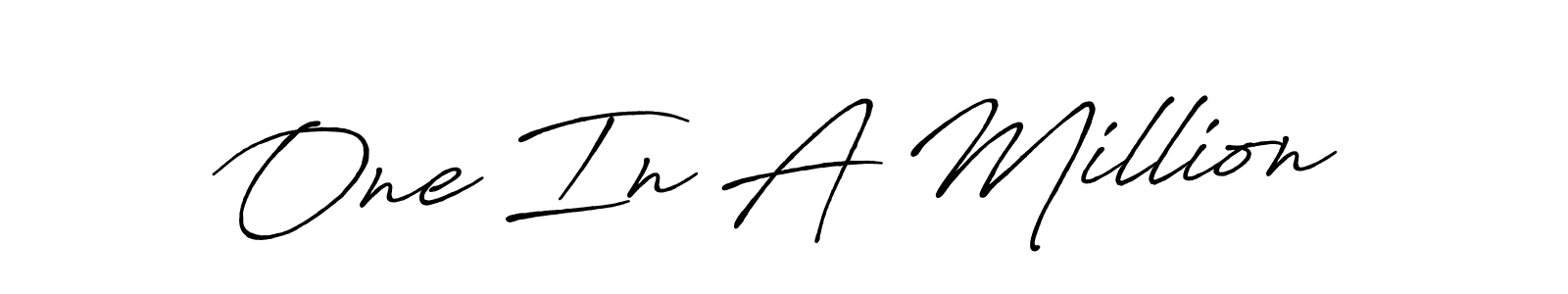 The best way (Antro_Vectra_Bolder) to make a short signature is to pick only two or three words in your name. The name One In A Million include a total of six letters. For converting this name. One In A Million signature style 7 images and pictures png