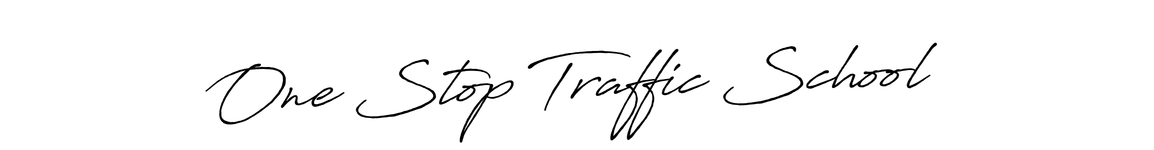 Create a beautiful signature design for name One Stop Traffic School. With this signature (Antro_Vectra_Bolder) fonts, you can make a handwritten signature for free. One Stop Traffic School signature style 7 images and pictures png