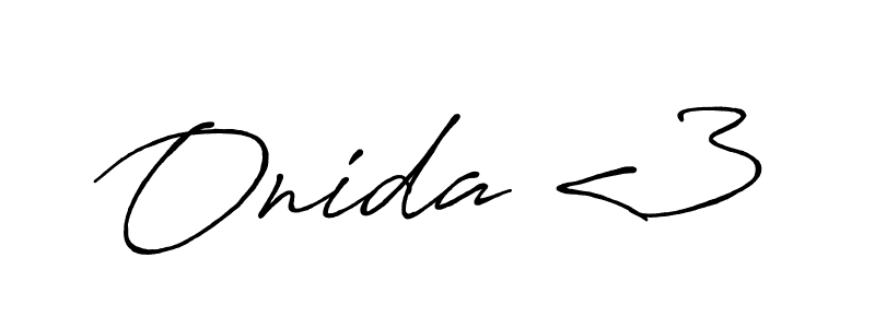 Use a signature maker to create a handwritten signature online. With this signature software, you can design (Antro_Vectra_Bolder) your own signature for name Onida <3. Onida <3 signature style 7 images and pictures png