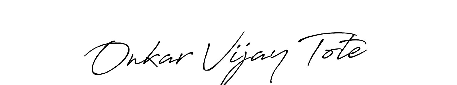 How to make Onkar Vijay Tote name signature. Use Antro_Vectra_Bolder style for creating short signs online. This is the latest handwritten sign. Onkar Vijay Tote signature style 7 images and pictures png