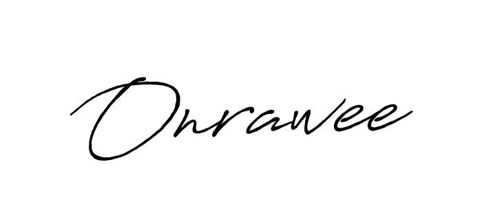 How to make Onrawee name signature. Use Antro_Vectra_Bolder style for creating short signs online. This is the latest handwritten sign. Onrawee signature style 7 images and pictures png