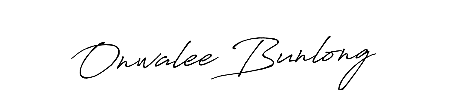 Make a beautiful signature design for name Onwalee Bunlong. With this signature (Antro_Vectra_Bolder) style, you can create a handwritten signature for free. Onwalee Bunlong signature style 7 images and pictures png