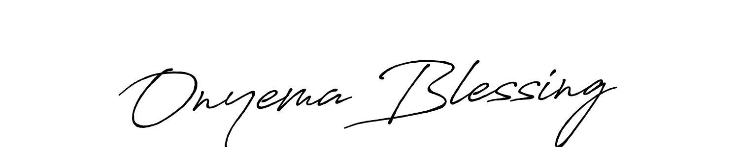 Make a beautiful signature design for name Onyema Blessing. With this signature (Antro_Vectra_Bolder) style, you can create a handwritten signature for free. Onyema Blessing signature style 7 images and pictures png