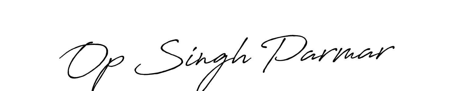 How to make Op Singh Parmar name signature. Use Antro_Vectra_Bolder style for creating short signs online. This is the latest handwritten sign. Op Singh Parmar signature style 7 images and pictures png