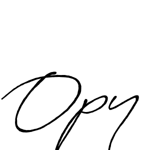 How to make Opy name signature. Use Antro_Vectra_Bolder style for creating short signs online. This is the latest handwritten sign. Opy signature style 7 images and pictures png
