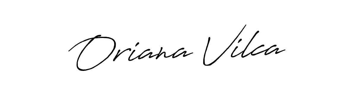 How to make Oriana Vilca name signature. Use Antro_Vectra_Bolder style for creating short signs online. This is the latest handwritten sign. Oriana Vilca signature style 7 images and pictures png